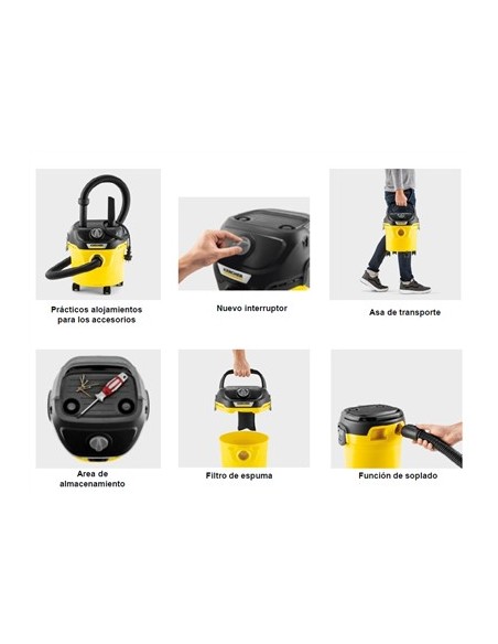 ASPIRADOR SECO/HUMEDO KWD1. 12 L.